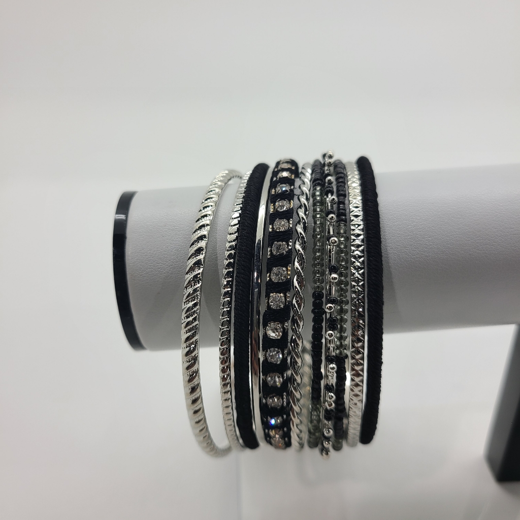 Black And Silver Northern Reflections Bangles